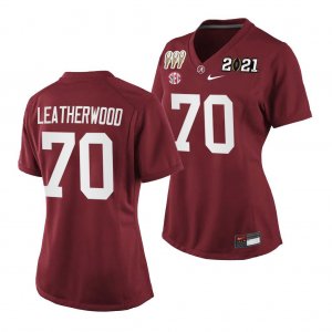 Women's Alabama Crimson Tide #70 Alex Leatherwood 3X CFP National Championship Crimson NCAA Special Edition College Football Jersey 2403IKEO6